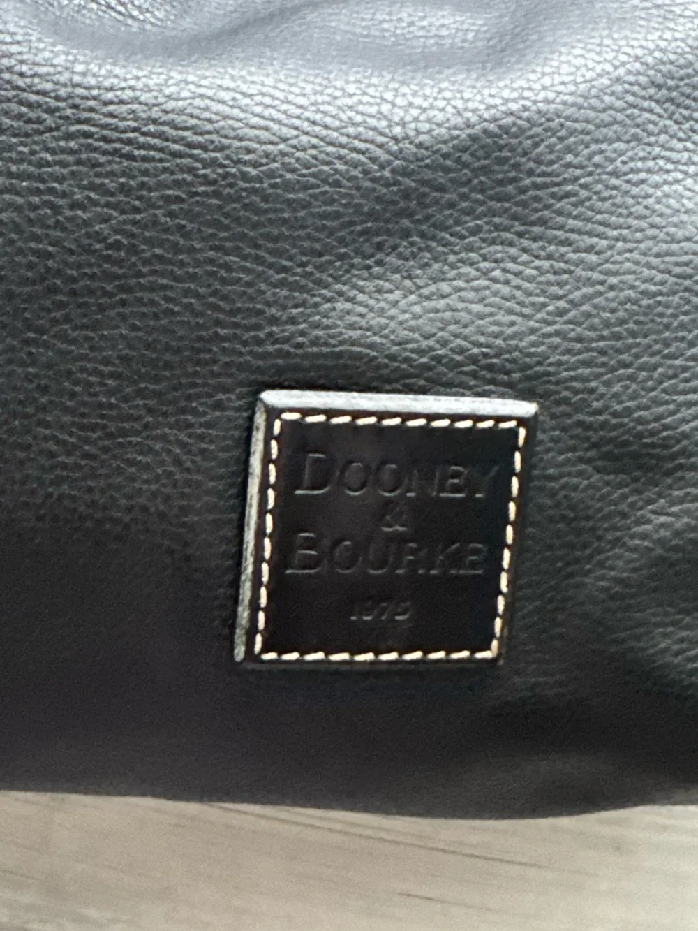 Dooney & Bourke Black Leather Hobo Shoulder Bag Contrast Stitching